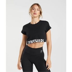 Gymshark Fraction Crop Top, Black Medium